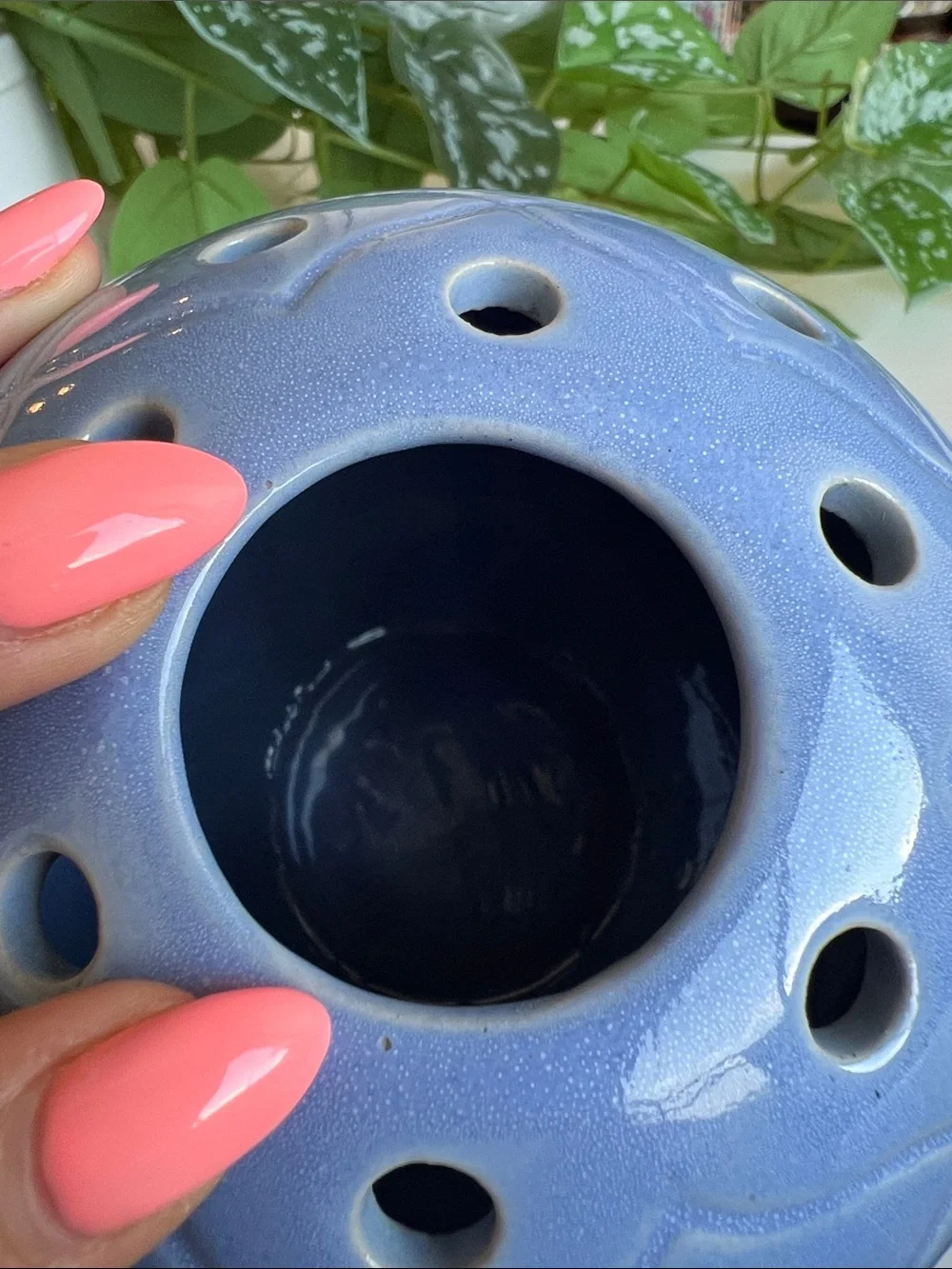 Vintage Rosemeade Blue Ceramic Flower Frog Vase - Picture 9 of 12